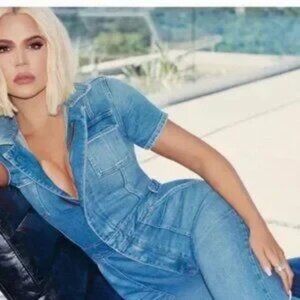 Women's Good American Fit For Success Jumpsuit Denim Jean Light Blue Size M